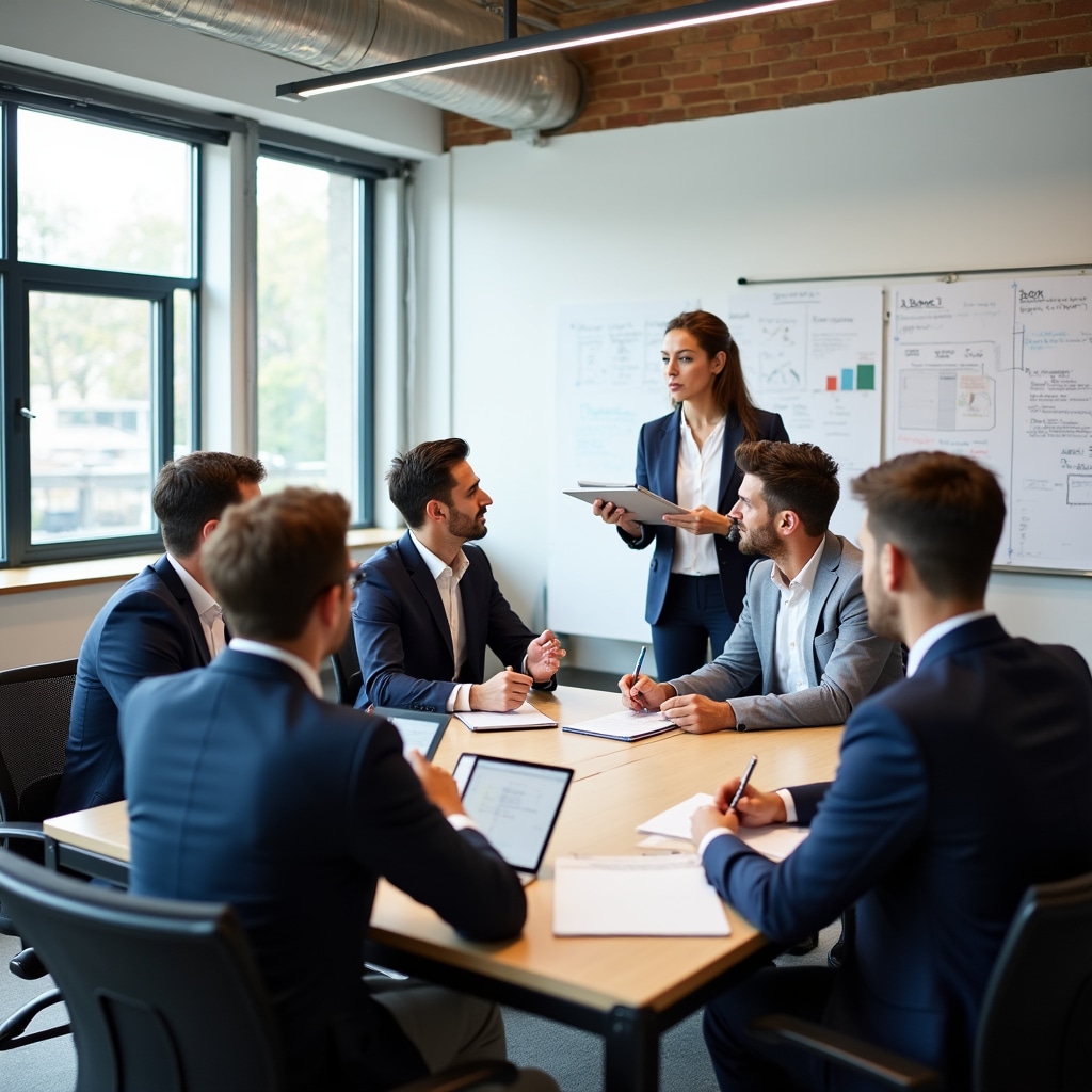 Sales professionals engaged in interactive consultative selling workshop session