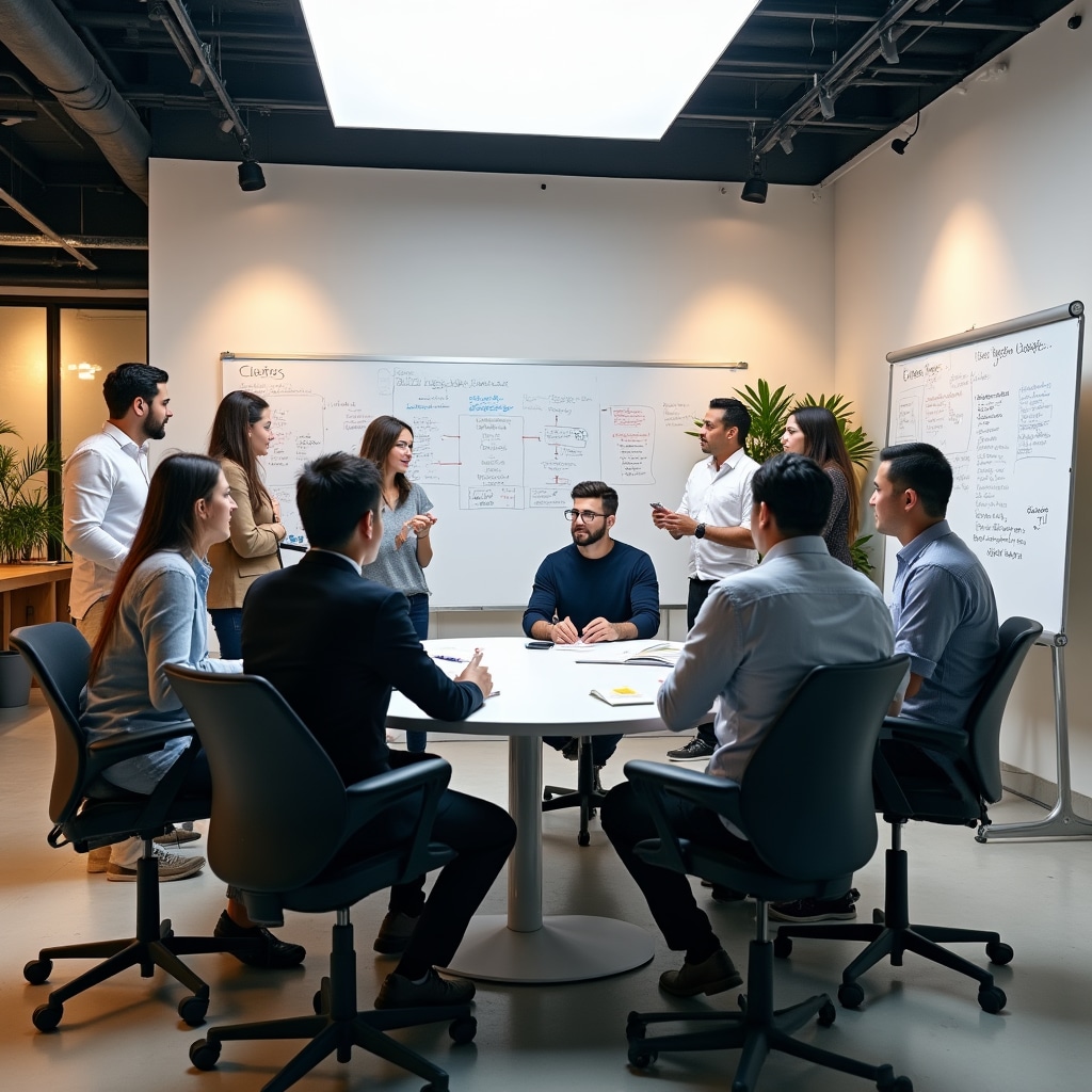 Sales team collaborative training session developing unified consultative approach