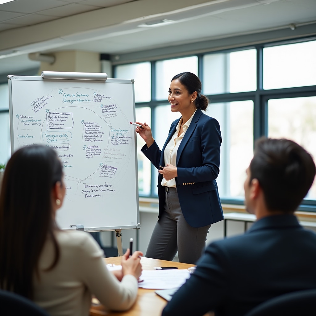 Sales strategy consultant conducting workshop session with sales professionals